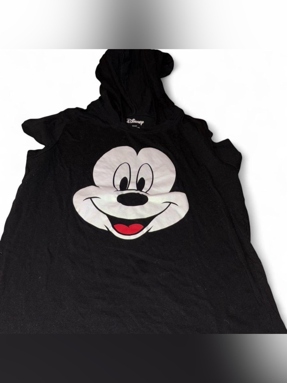 Disney Black Hooded Kids XXL Tee with Mickey Face